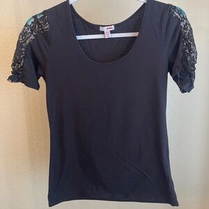 Black Top with Lace Sleeve